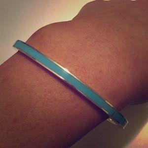 RARE Tiffany&co blue enamel stripe bangle bracelet